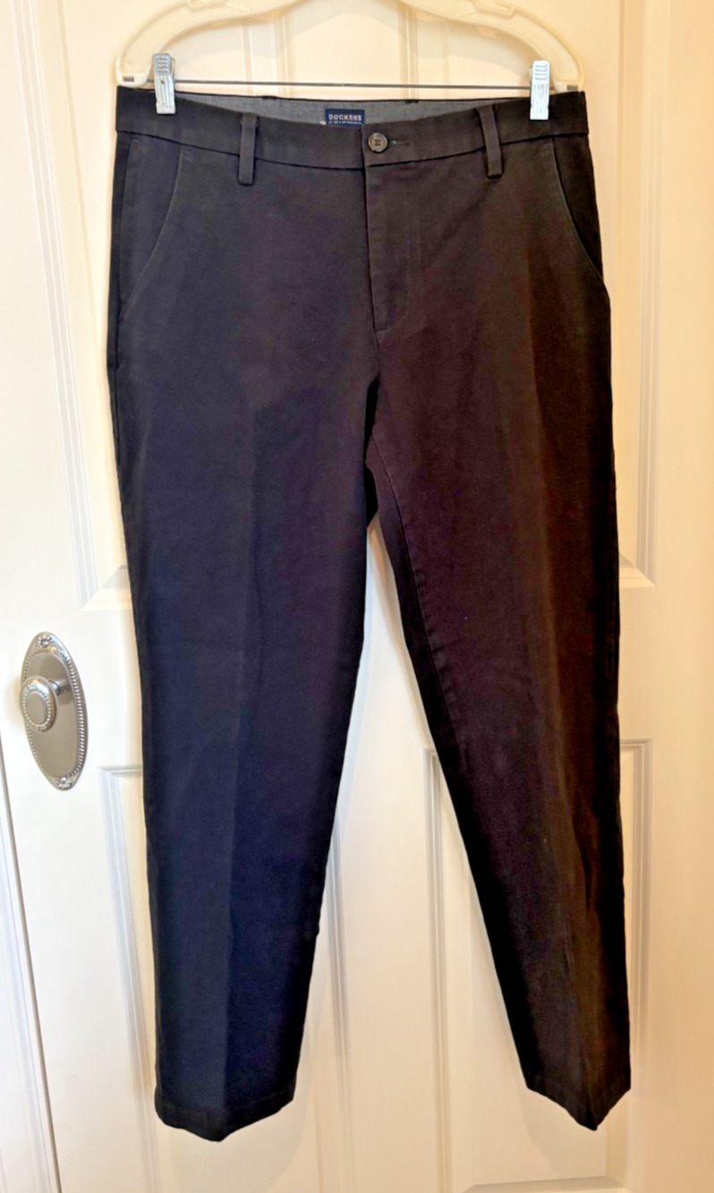 Dockers Pants Men's Size 34x32 Black Slim Fit Chino Dress Pants